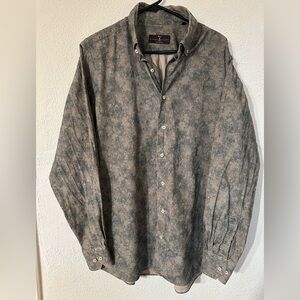 Robert Talbott Estate Tailored Shirt Men Tan/Green Long Sleeve Button Down Sz XL